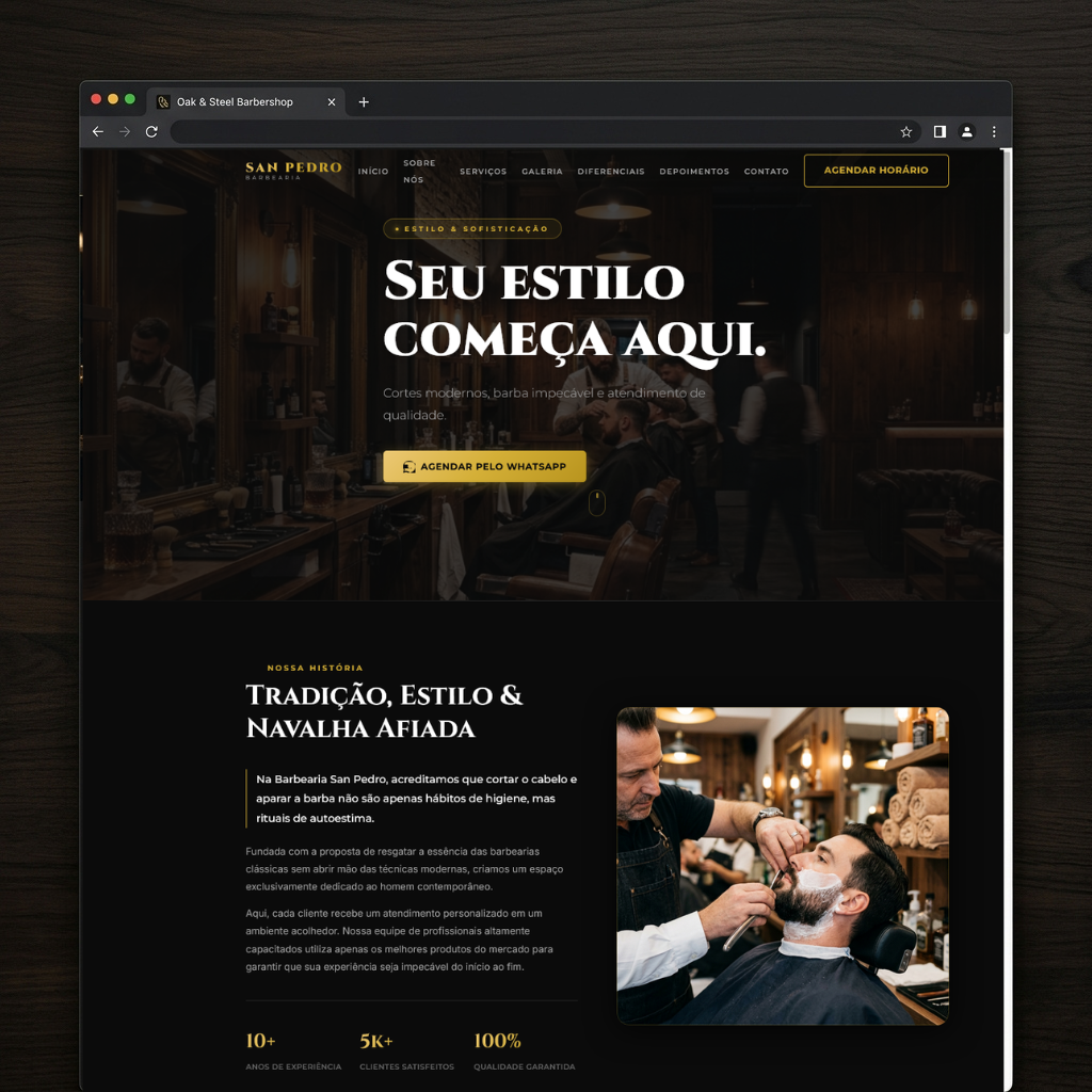Barbearia Premium Website Mockup