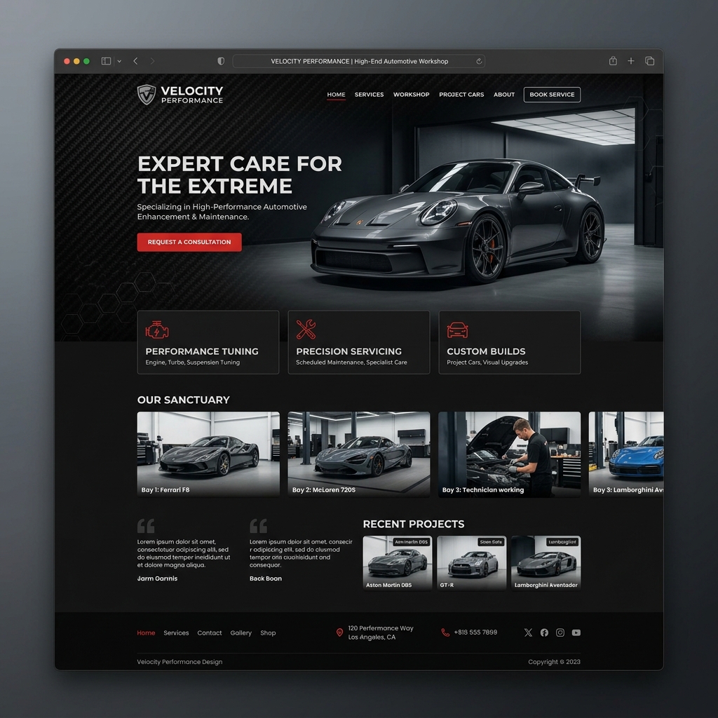 Oficina Automotiva Website Mockup